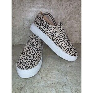 Platform Fashion Sneakers Women Sz 9 Casual Cheetah Print Slip On Canvas Shoes